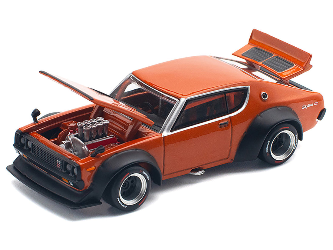Skyline GT-R V8 Drift "Kenmeri" RHD (Right Hand Drive) Orange Metallic 1/64 Diecast Model Car by Pop Race-1