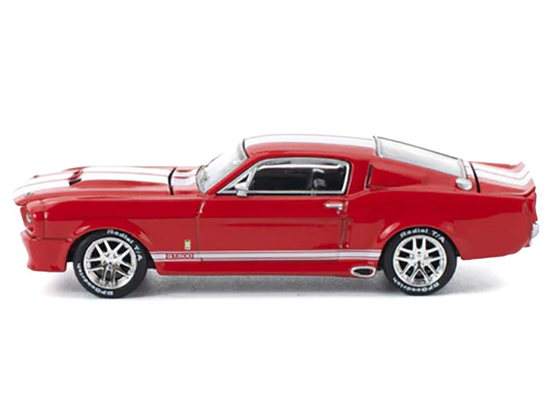 Shelby Mustang GT500 Red Metallic with White Stripes 1/64 Diecast Model Car by Pop Race-2