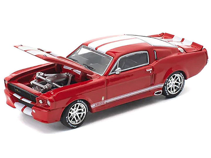 Shelby Mustang GT500 Red Metallic with White Stripes 1/64 Diecast Model Car by Pop Race-1