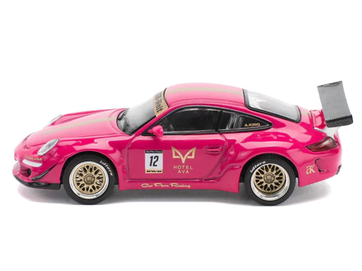 RWB 997 #12 "Hotel Ava" Pink Metallic 1/64 Diecast Model Car by Pop Race 4