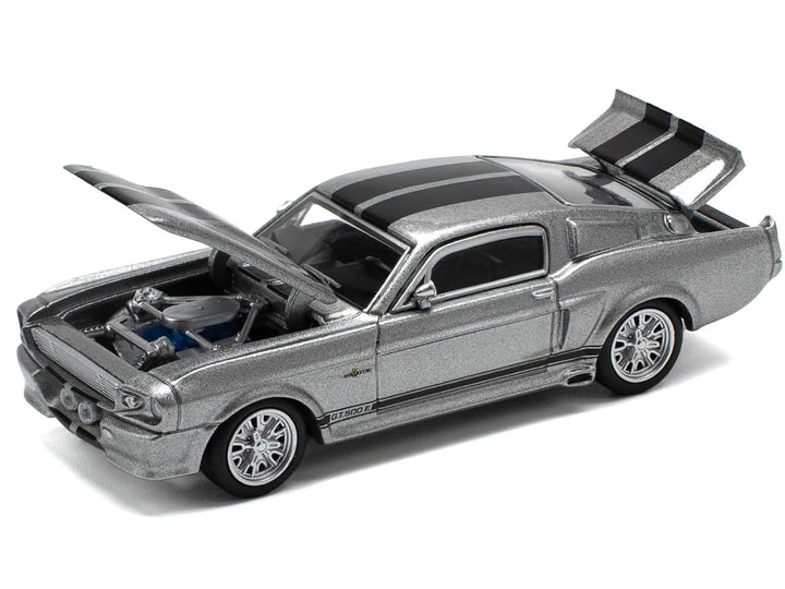 Shelby Mustang GT500 Gray Metallic with Black Stripes 1/64 Diecast Model Car by Pop Race-1