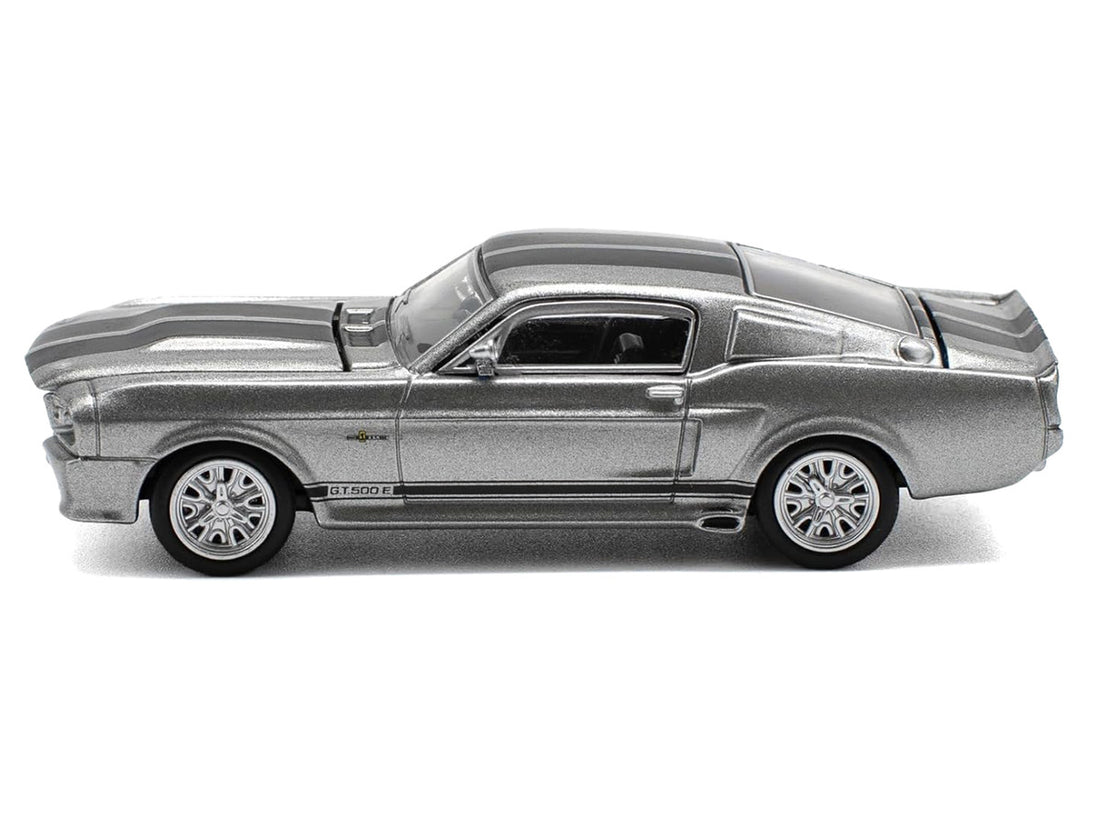 Shelby Mustang GT500 Gray Metallic with Black Stripes 1/64 Diecast Model Car by Pop Race-3