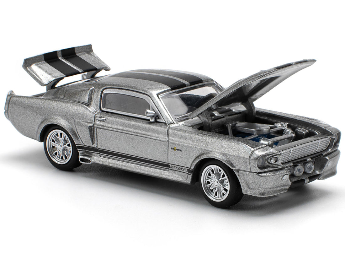 Shelby Mustang GT500 Gray Metallic with Black Stripes 1/64 Diecast Model Car by Pop Race-2