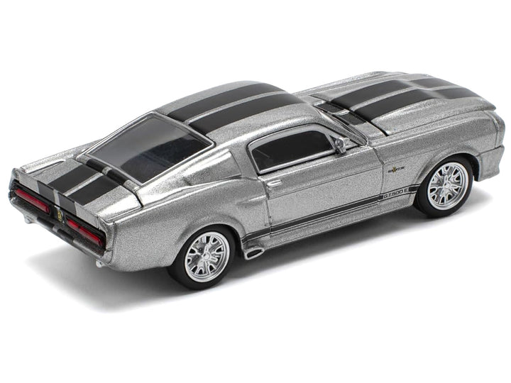 Shelby Mustang GT500 Gray Metallic with Black Stripes 1/64 Diecast Model Car by Pop Race-0