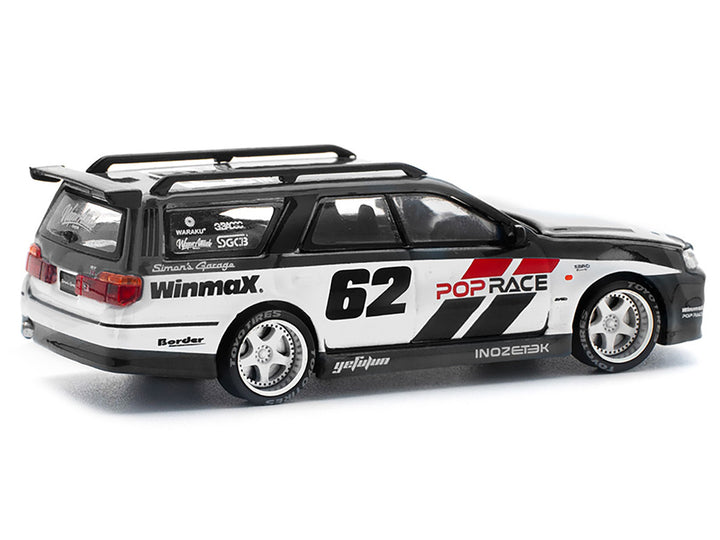 GT-R Stagea RHD (Right Hand Drive) #62 "Simon's Garage" Black with White Sides 1/64 Diecast Model Car by Pop Race-0