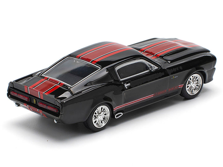 Shelby Mustang GT500 Dark Chrome with Red Stripes 1/64 Diecast Model Car by Pop Race 2