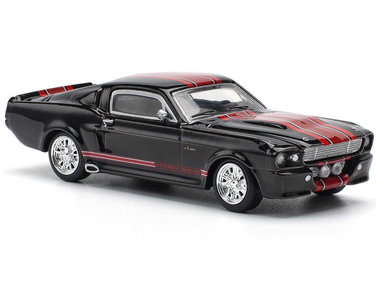 Shelby Mustang GT500 Dark Chrome with Red Stripes 1/64 Diecast Model Car by Pop Race 4