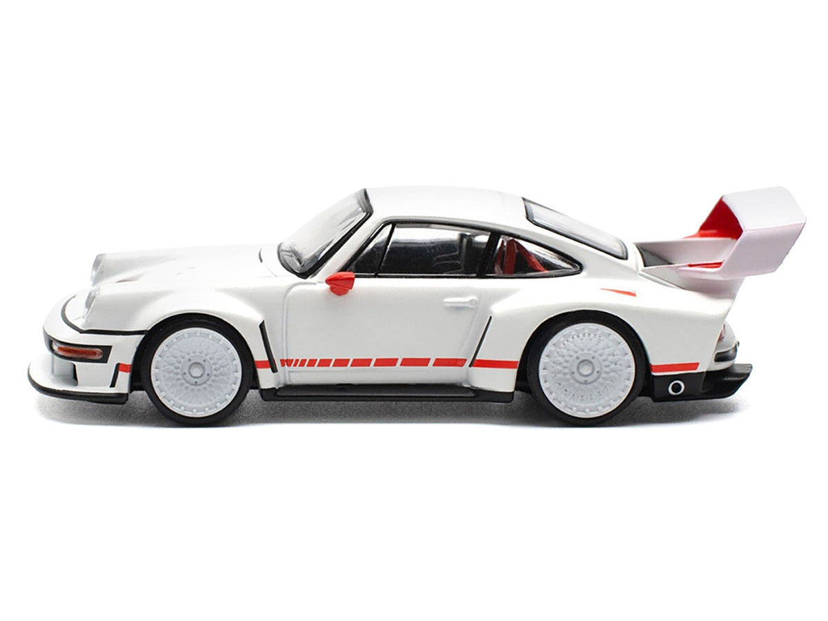 Singer DLS Turbo White with Red Stripes 1/64 Diecast Model Car by Pop Race-2