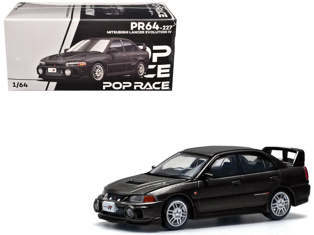 Mitsubishi Lancer Evolution IV RHD (Right Hand Drive) Pyrenees Black Pearl 1/64 Diecast Model Car by Pop Race-3