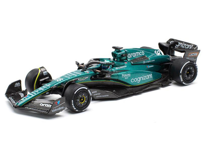 Pop Race Aston Martin AMR23 Lance Stroll #18 2023 Formula One 1:64 model front view