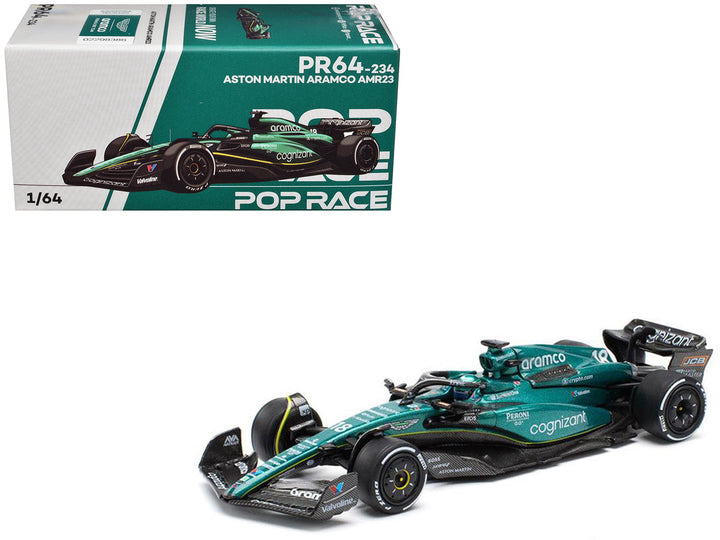 Aston Martin AMR23 #18 Lance Stroll 2023 F1 1:64 Pop Race diecast car