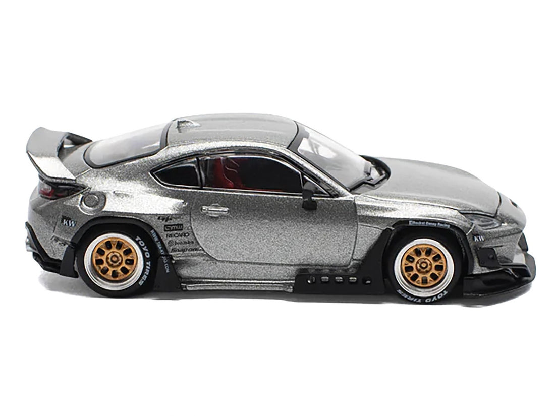 Toyota Pandem GR86 Silver Metallic 1/64 Diecast Model Car by Pop Race-0