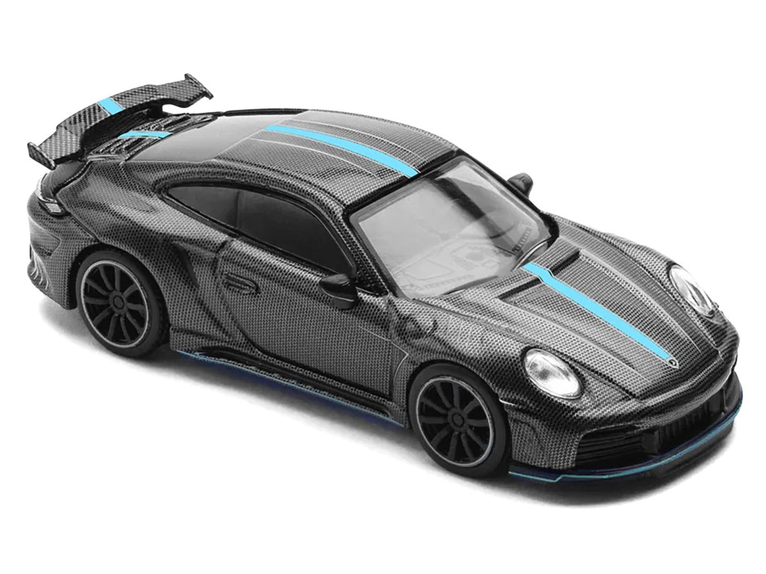 992 Stinger GTR Carbon Edition with Blue Stripe 1/64 Diecast Model Car by Pop Race-1
