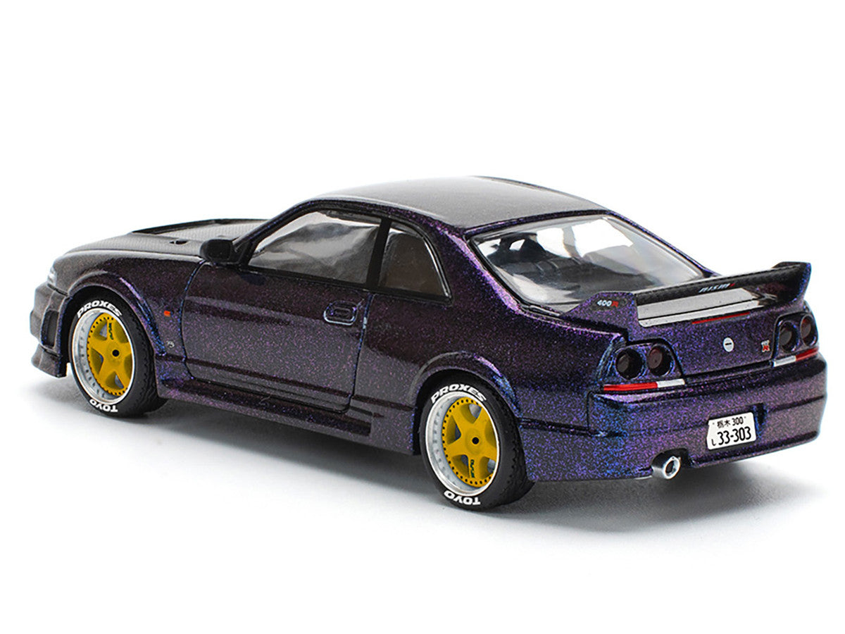 Nissan Skyline GT-R (R33) RHD (Right Hand Drive) Midnight Purple Metallic with Carbon Hood 1/64 Diecast Model Car by Pop Race 3