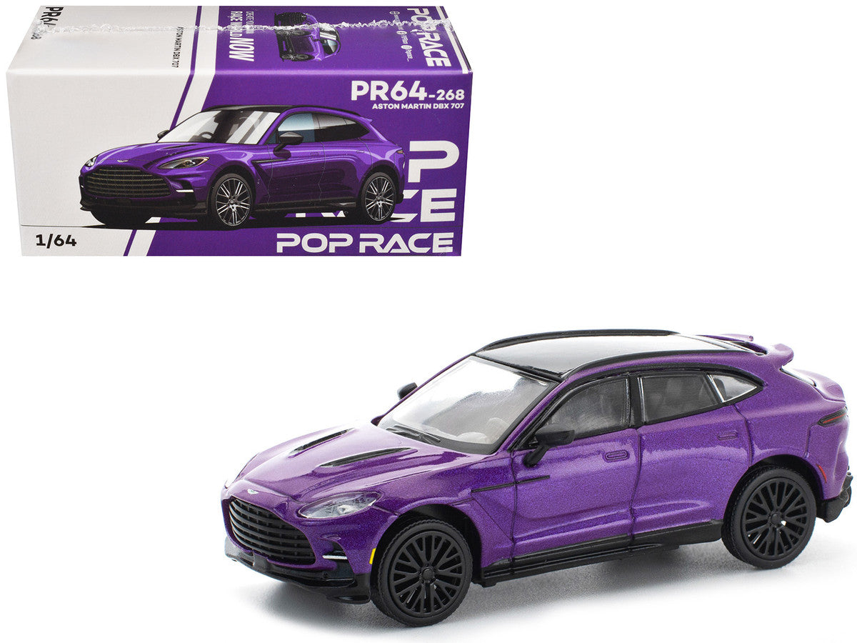 Aston Martin DBX 707 Storm Purple Metallic with Black Top 1/64 Diecast Model Car by Pop Race 4