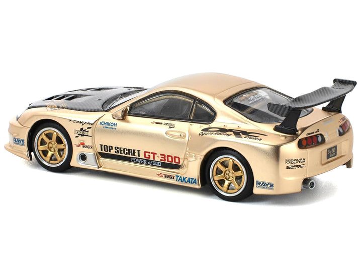 Toyota Supra "Top Secret" GT300 RHD (Right Hand Drive) Gold Metallic with Carbon Hood 1/64 Diecast Model Car by Pop Race-1