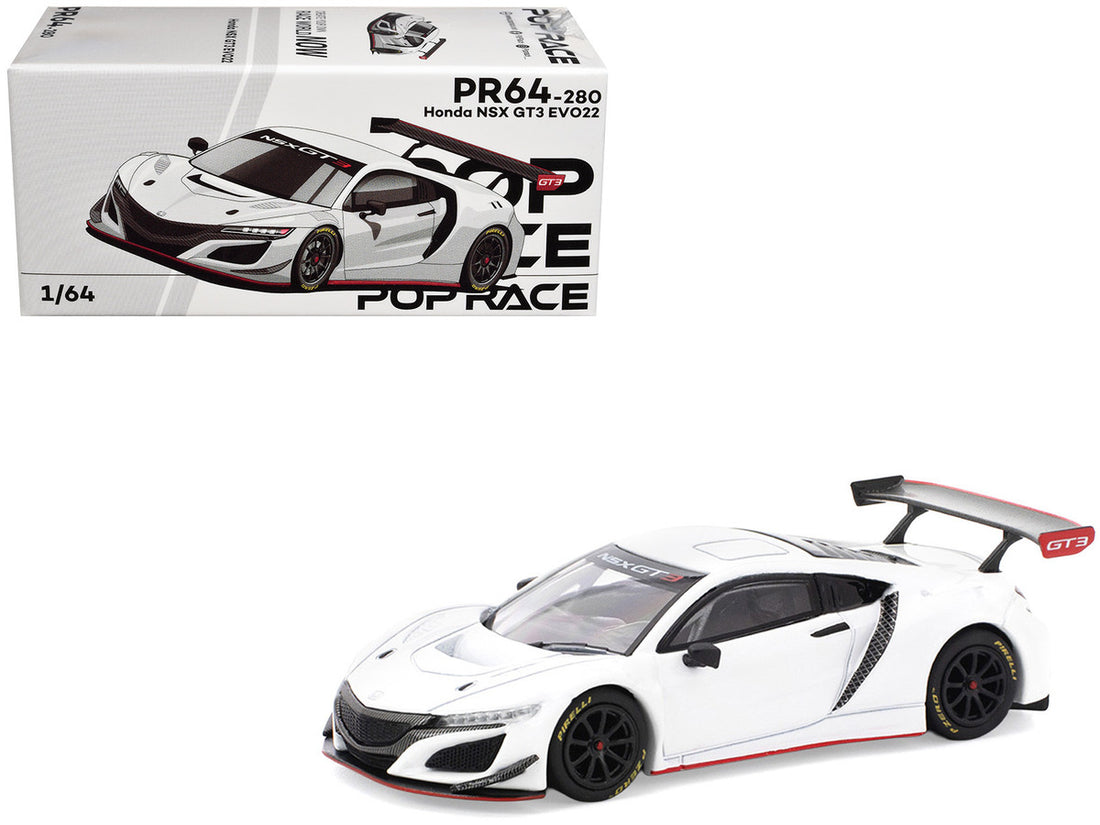 Honda NSX GT3 EVO22 White 1/64 Diecast Model Car by Pop Race