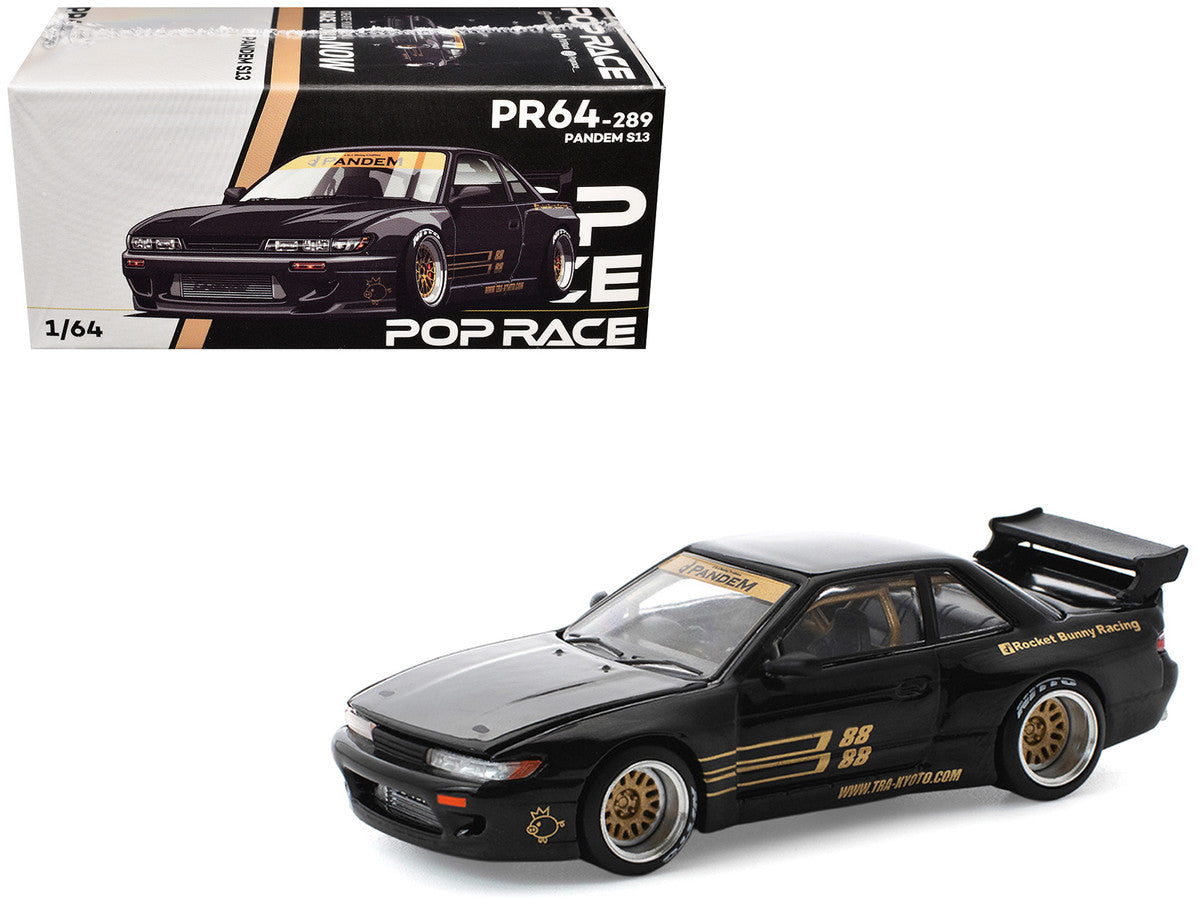 Pandem S13 RHD (Right Hand Drive) Black with Gold Accents 1/64 Diecast Model Car by Pop Race 5