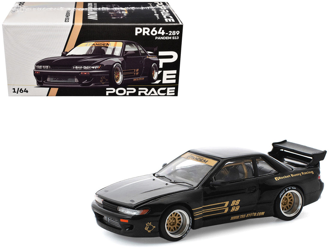Pandem S13 RHD (Right Hand Drive) Black with Gold Accents 1/64 Diecast Model Car by Pop Race 5