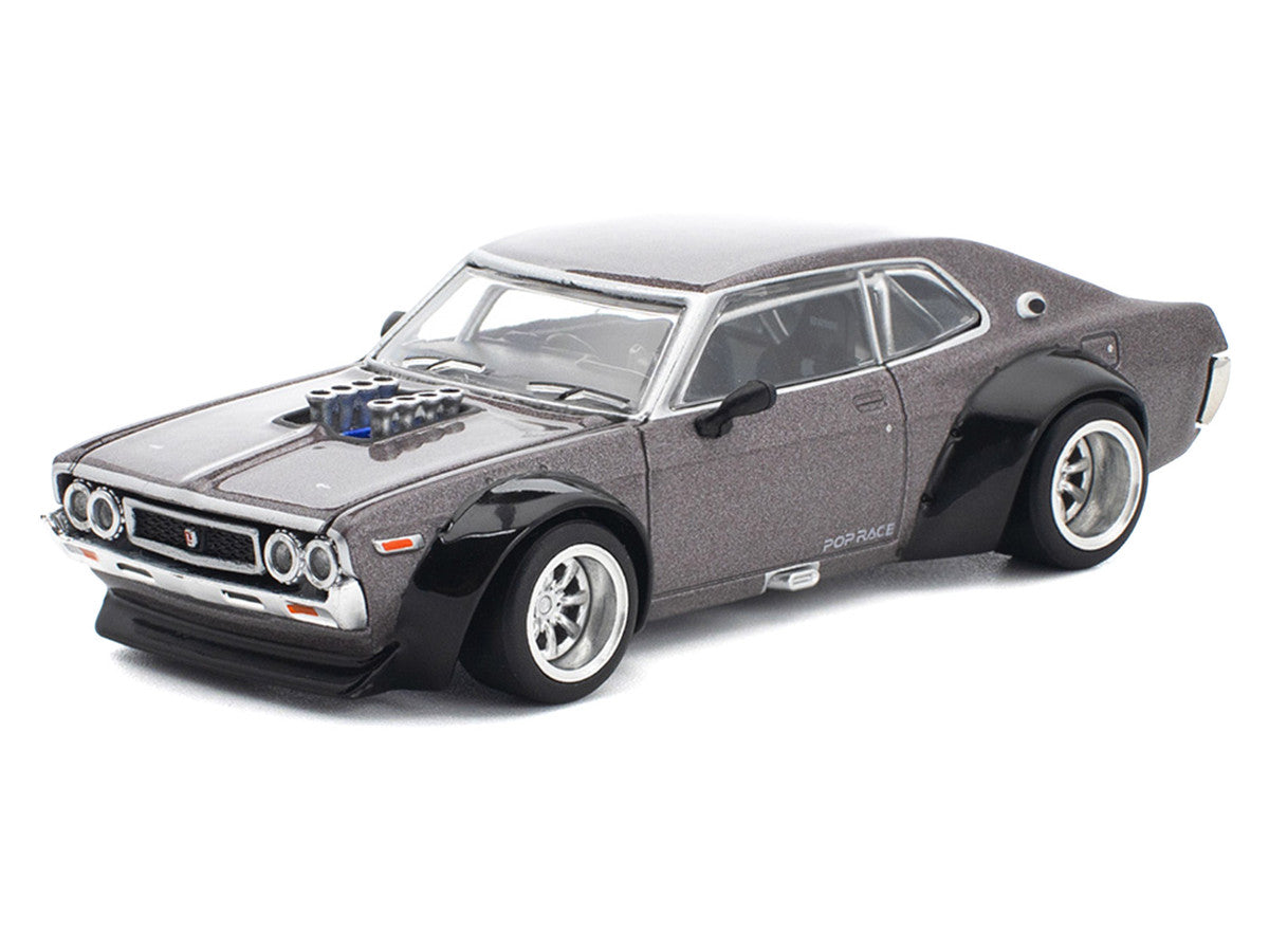 Datsun Laurel C130 RHD (Right Hand Drive) Gray Metallic 1/64 Diecast Model Car by Pop Race