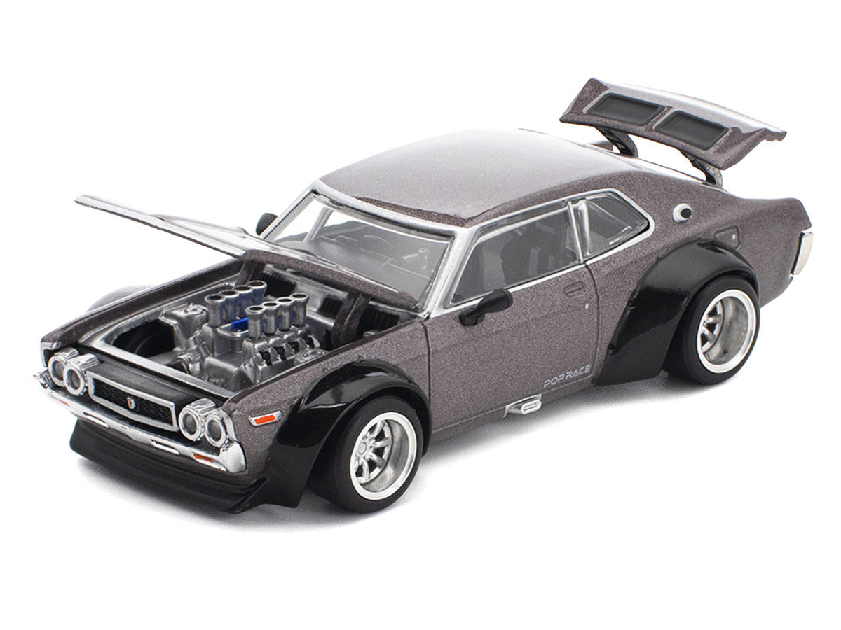 Datsun Laurel C130 RHD (Right Hand Drive) Gray Metallic 1/64 Diecast Model Car by Pop Race