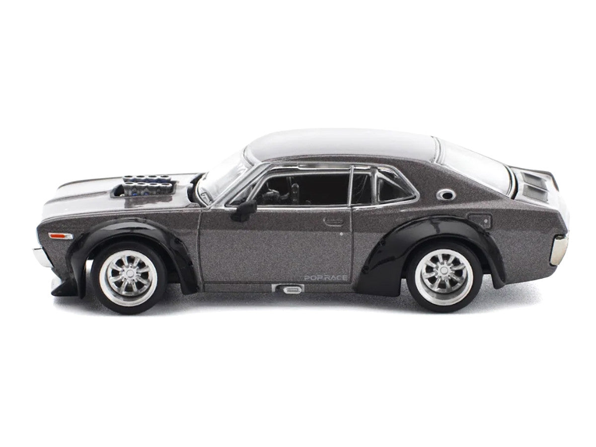 Datsun Laurel C130 RHD (Right Hand Drive) Gray Metallic 1/64 Diecast Model Car by Pop Race