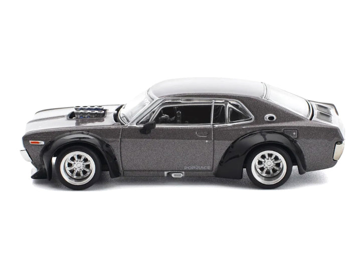 Datsun Laurel C130 RHD Gray Metallic 1:64 diecast model car by Pop Race side profile