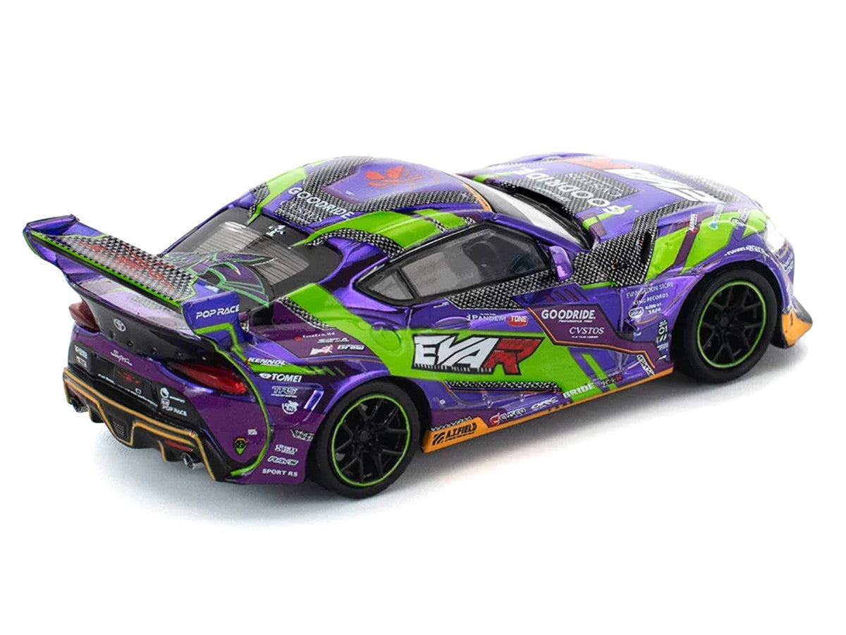 Toyota Pandem GR Supra RHD (Right Hand Drive) "EVA RT Test Type-01 GoodRide" Purple Metallic with Graphics 1/64 Diecast Model Car by Pop Race