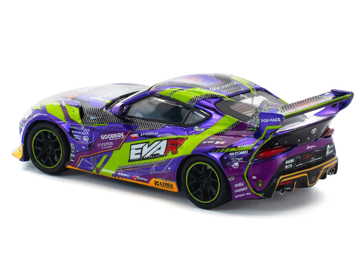 Toyota Pandem GR Supra RHD (Right Hand Drive) "EVA RT Test Type-01 GoodRide" Purple Metallic with Graphics 1/64 Diecast Model Car by Pop Race