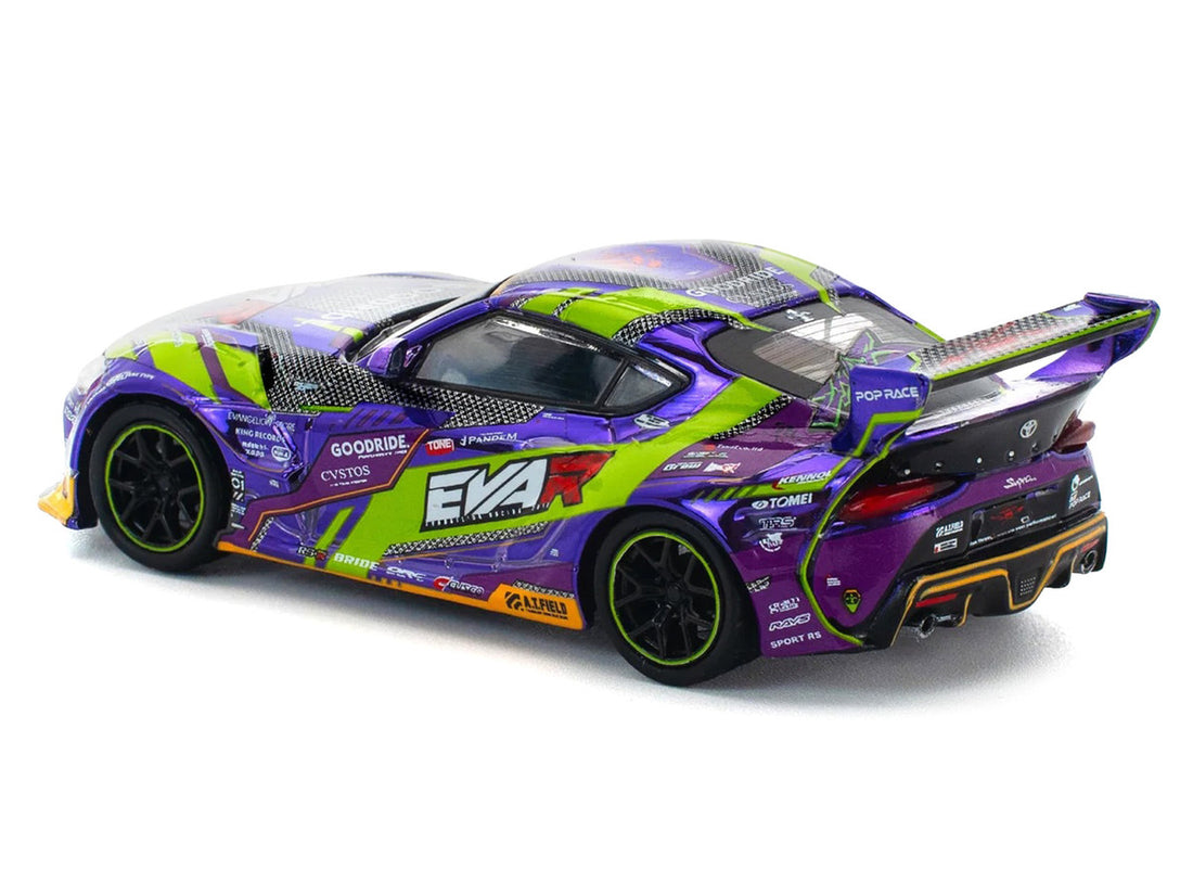 Toyota Pandem GR Supra RHD (Right Hand Drive) "EVA RT Test Type-01 GoodRide" Purple Metallic with Graphics 1/64 Diecast Model Car by Pop Race