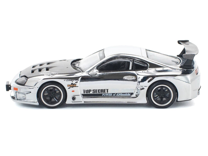 Toyota Supra "Top Secret" GT300 RHD (Right Hand Drive) Silver Chrome 1/64 Diecast Model Car by Pop Race