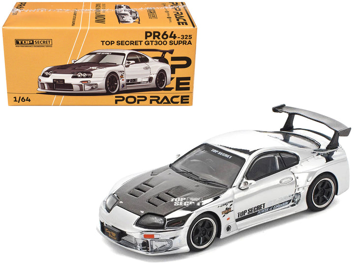 Toyota Supra "Top Secret" GT300 RHD (Right Hand Drive) Silver Chrome 1/64 Diecast Model Car by Pop Race3