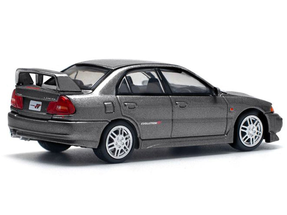 Mitsubishi Lancer Evolution IV RHD (Right Hand Drive) Dark Gray Metallic 1/64 Diecast Model Car by Pop Race 3