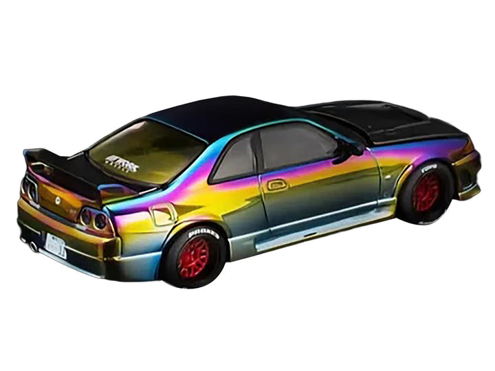 Nissan Skyline GT-R (R33) RHD (Right Hand Drive) Chameleon Chrome with Carbon Hood "Vancouver Edition" 1/64 Diecast Model Car by Pop Race-0