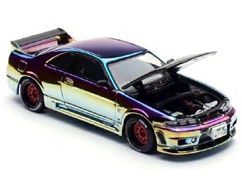 Skyline GT-R (R33) RHD (Right Hand Drive) Chameleon Chrome with Carbon Hood "APA XPO 2025 Exclusive" 1/64 Diecast Model Car by Pop Race 2