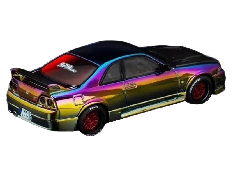 Skyline GT-R (R33) RHD (Right Hand Drive) Chameleon Chrome with Carbon Hood "APA XPO 2025 Exclusive" 1/64 Diecast Model Car by Pop Race 3