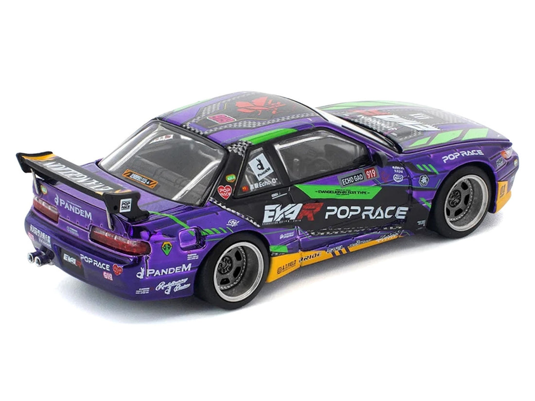 Pandem S13 RHD (Right Hand Drive) "EVA RT Test Type-01" Purple Metallic with Graphics 1/64 Diecast Model Car by Pop Race
