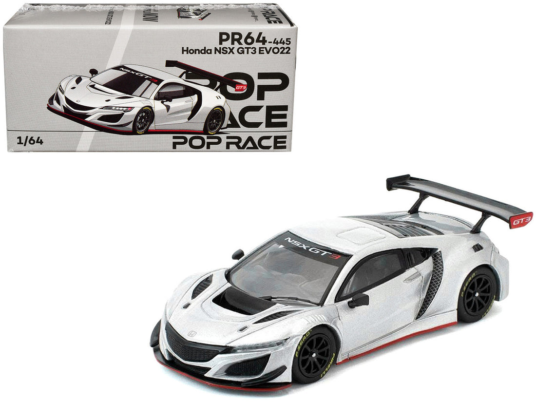 Honda NSX GT3 EVO22 Silver Metallic "Brazilian Event Exclusive" 1/64 Diecast Model Car by Pop Race 5