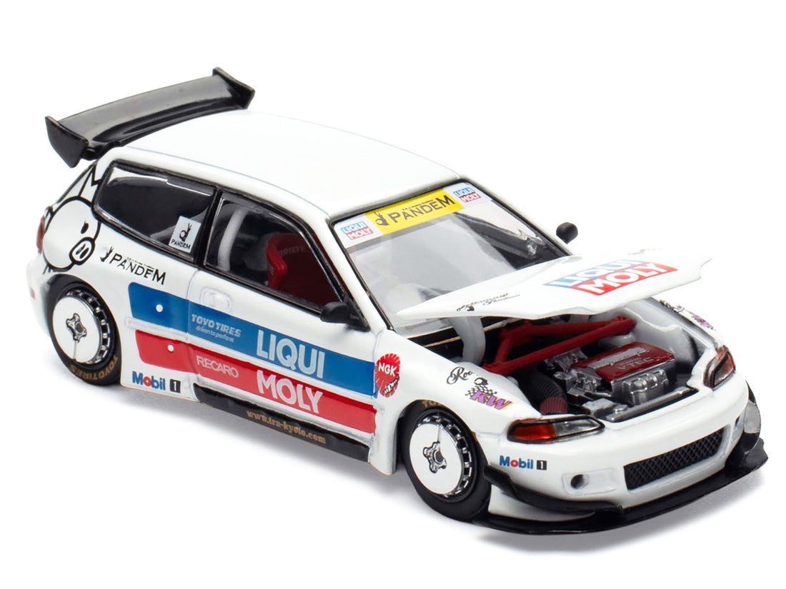 Pandem Civic EG6 RHD (Right Hand Drive) White with Stripes and Graphics "VDX - Tokyo Auto Salon Hong Kong 2025" Special Edition 1/64 Diecast Model Car by Pop Race 5