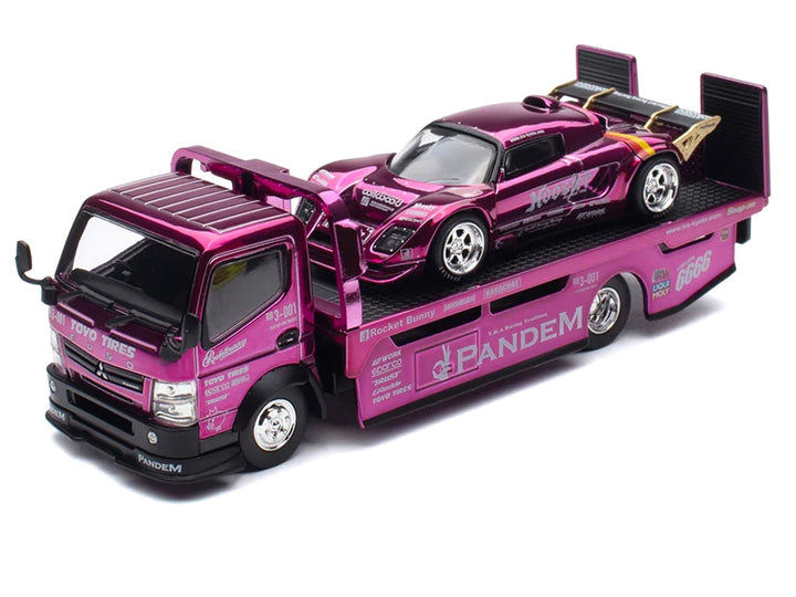 Pop Race Fuso 300 flatbed and Lotus Elise Purple Chrome Hobby Expo China 2026 1:64 model