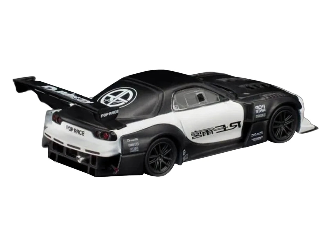 Mazda RX-7 "RE Super G Time Attack" RHD (Right Hand Drive) Black and White "The Model Car Show Malaysia 2026" 1/64 Diecast Model Car by Pop Race