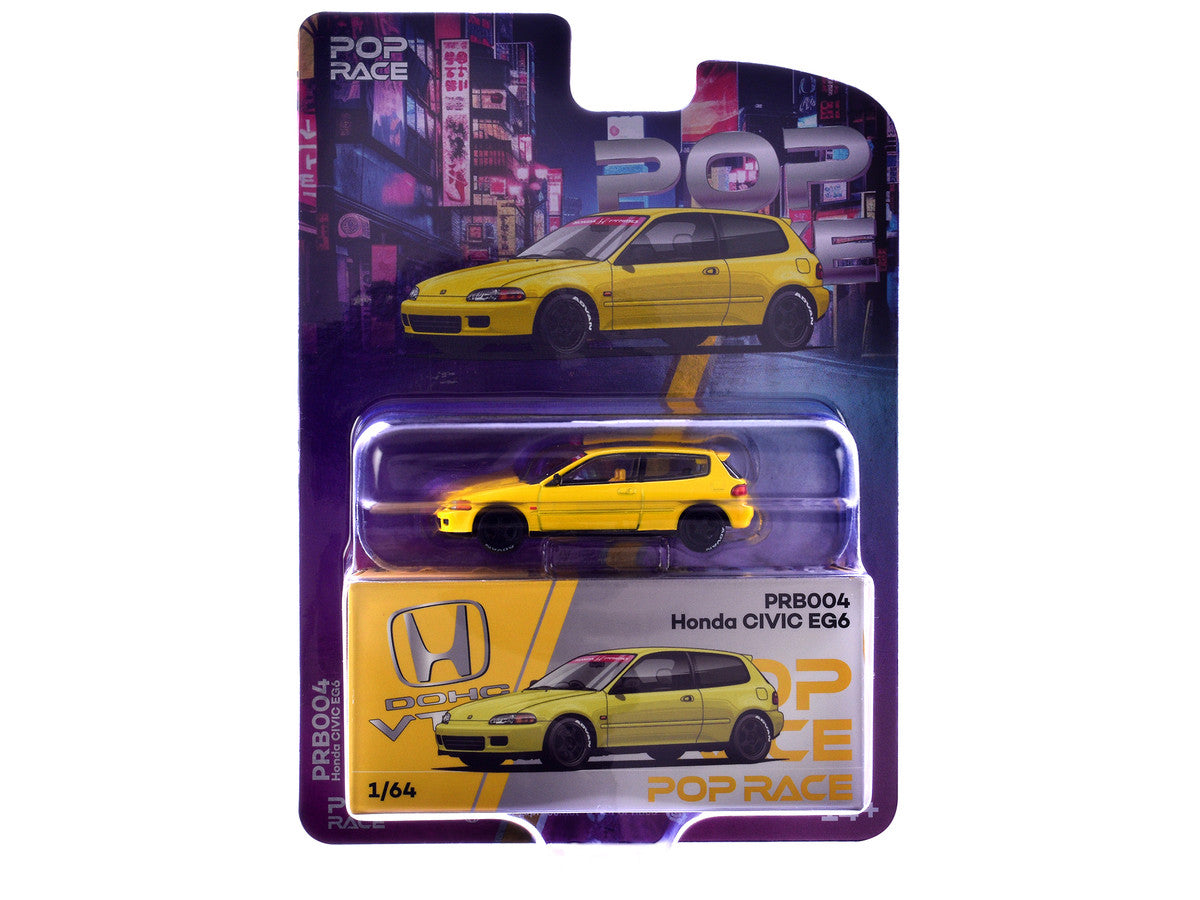 Honda Civic EG6 RHD (Right Hand Drive) Yellow "Vancouver 2026 Event Edition" 1/64 Diecast Model Car by Pop Race 2