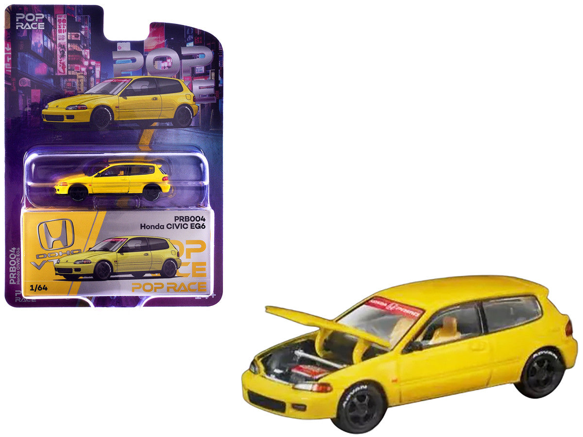 Honda Civic EG6 RHD (Right Hand Drive) Yellow "Vancouver 2026 Event Edition" 1/64 Diecast Model Car by Pop Race 3
