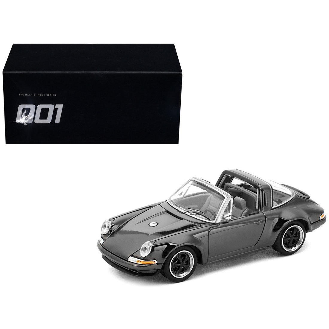 Singer Targa Dark Chrome "The Dark Chrome Series" 1/64 Diecast Model Car by Pop Race