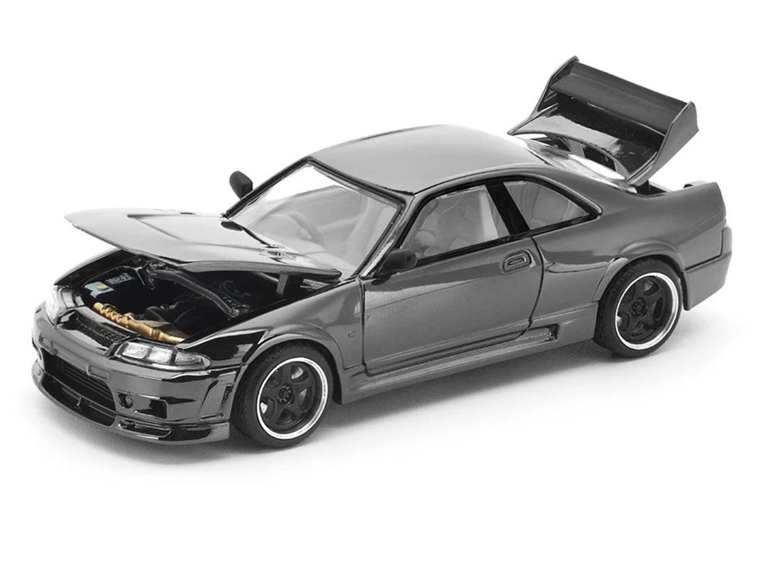 GTR R33 400R RHD (Right Hand Drive) Dark Chrome "The Dark Chrome Series" 1/64 Diecast Model Car by Pop Race