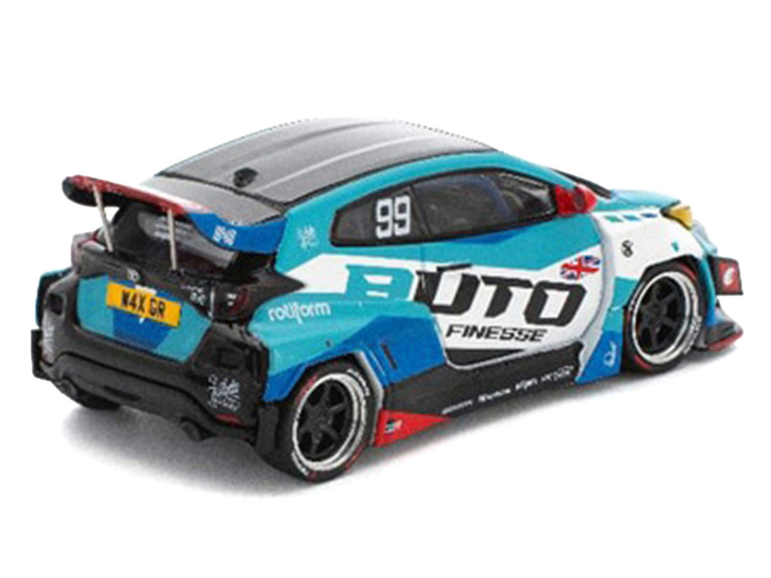 Pandem GR Yaris RHD (Right Hand Drive) #99 "Auto Finesse" Blue and White with Graphics "Enigma Exclusive Edition" 1/64 Diecast Model Car by Pop Race 3