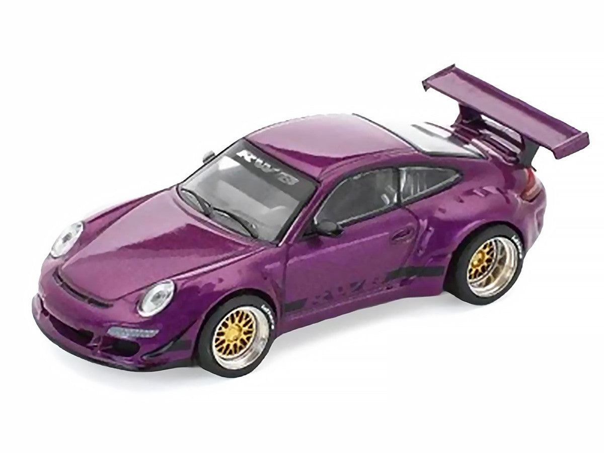 RWB 997 Purple Metallic with Black Stripes 1/64 Diecast Model Car by Pop Race