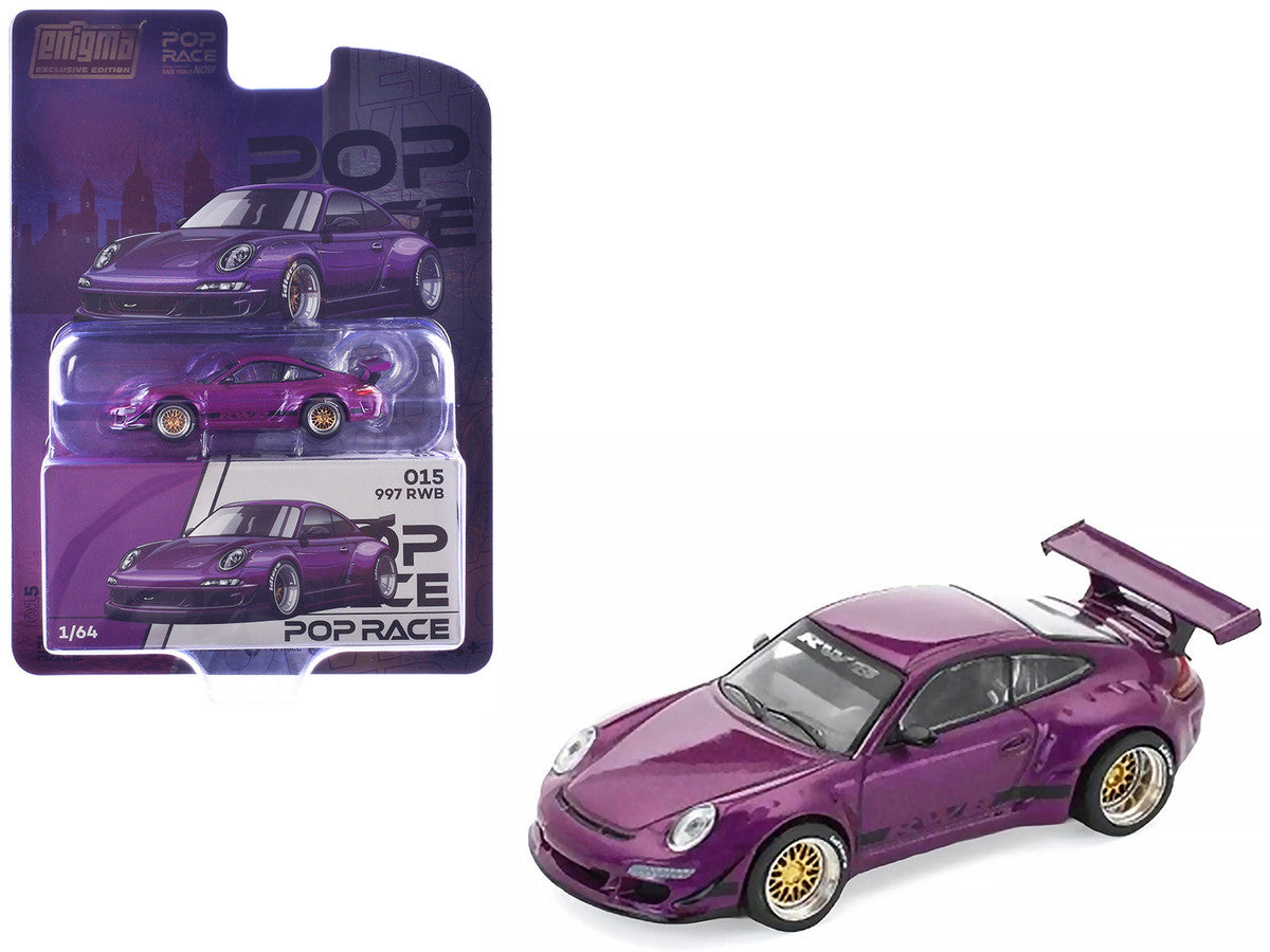 RWB 997 Purple Metallic with Black Stripes 1/64 Diecast Model Car by Pop Race