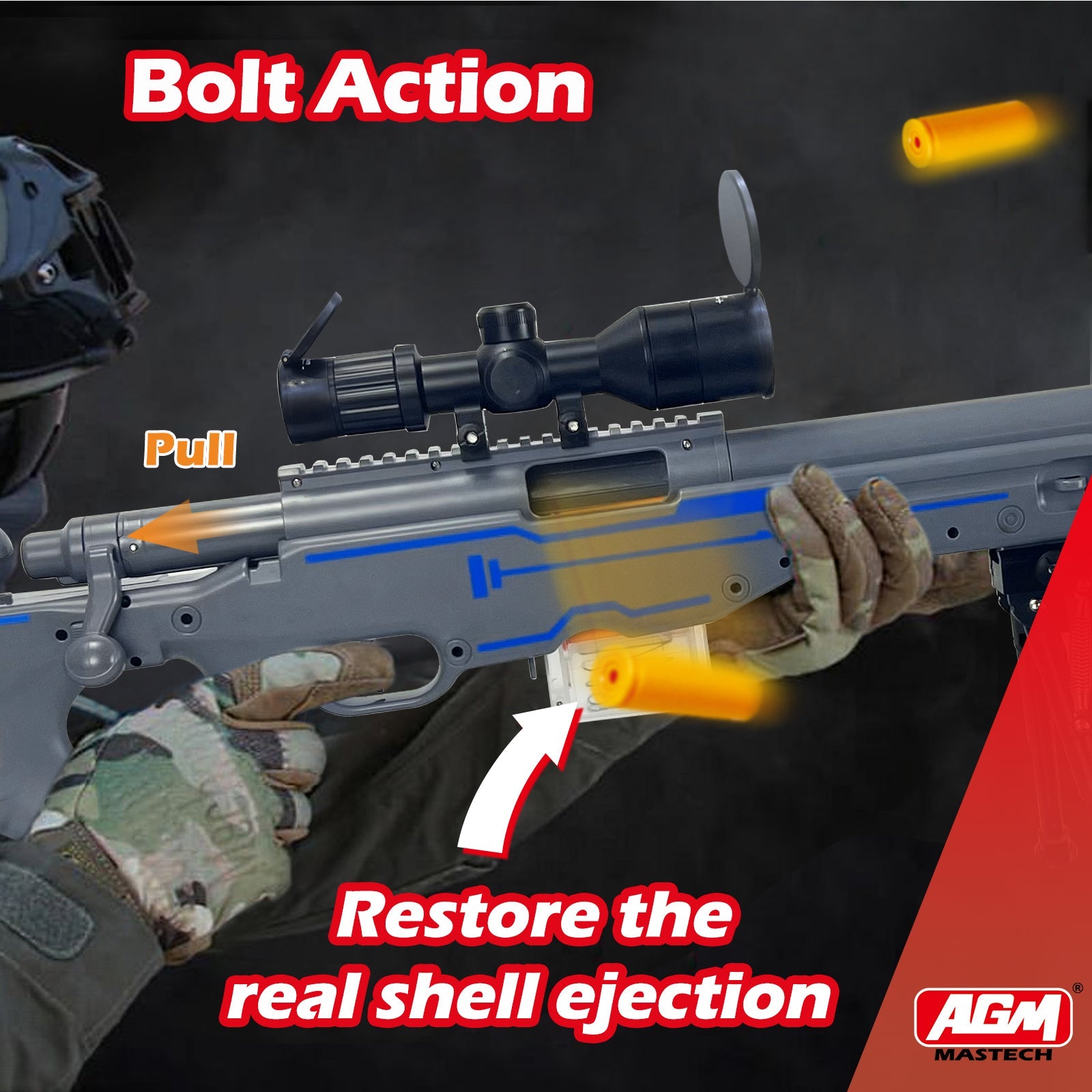 Toy Gun - AWM Toy Set, Foam Bullets, Safe and Non-Hazardous