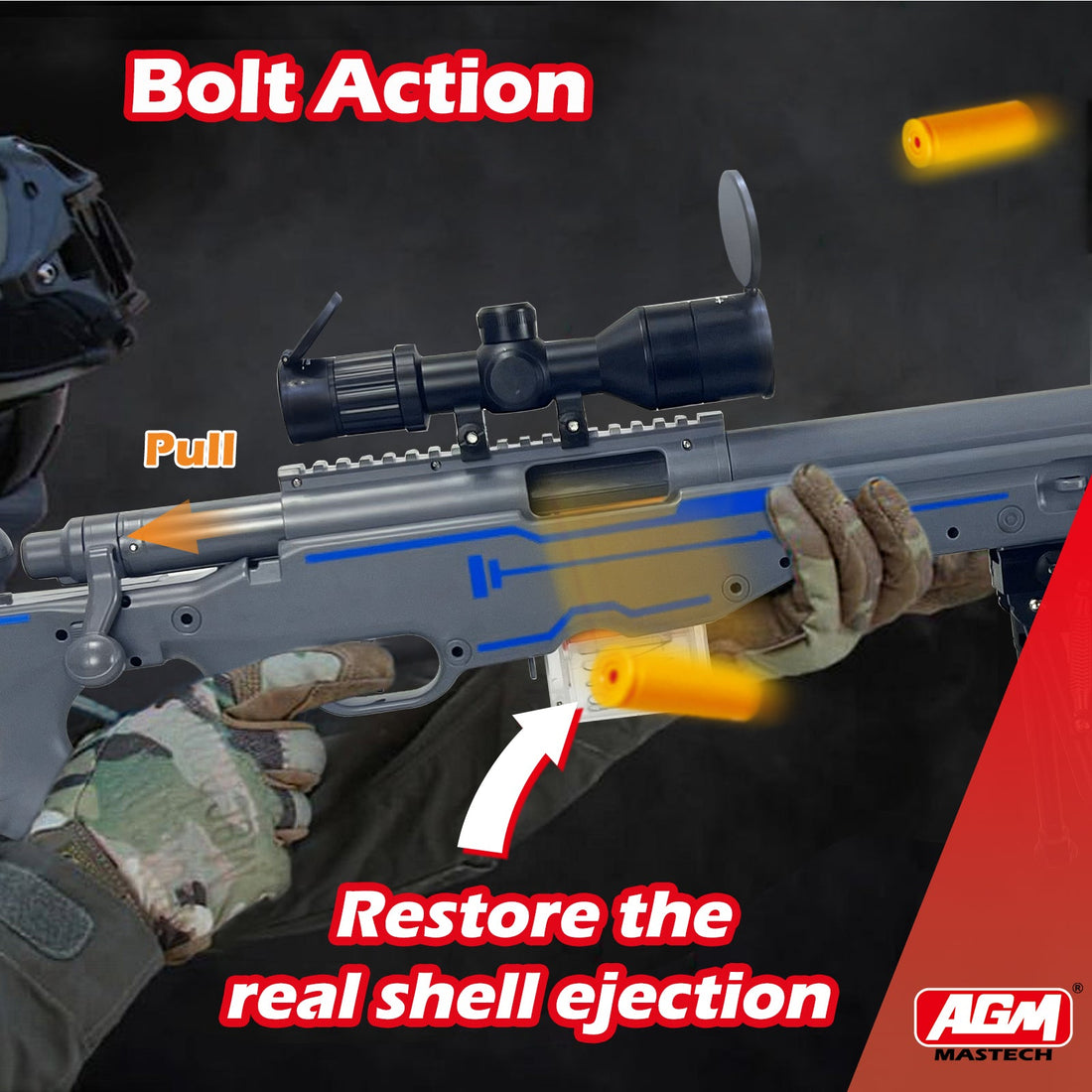 Toy Gun - AWM Toy Set, Foam Bullets, Safe and Non-Hazardous